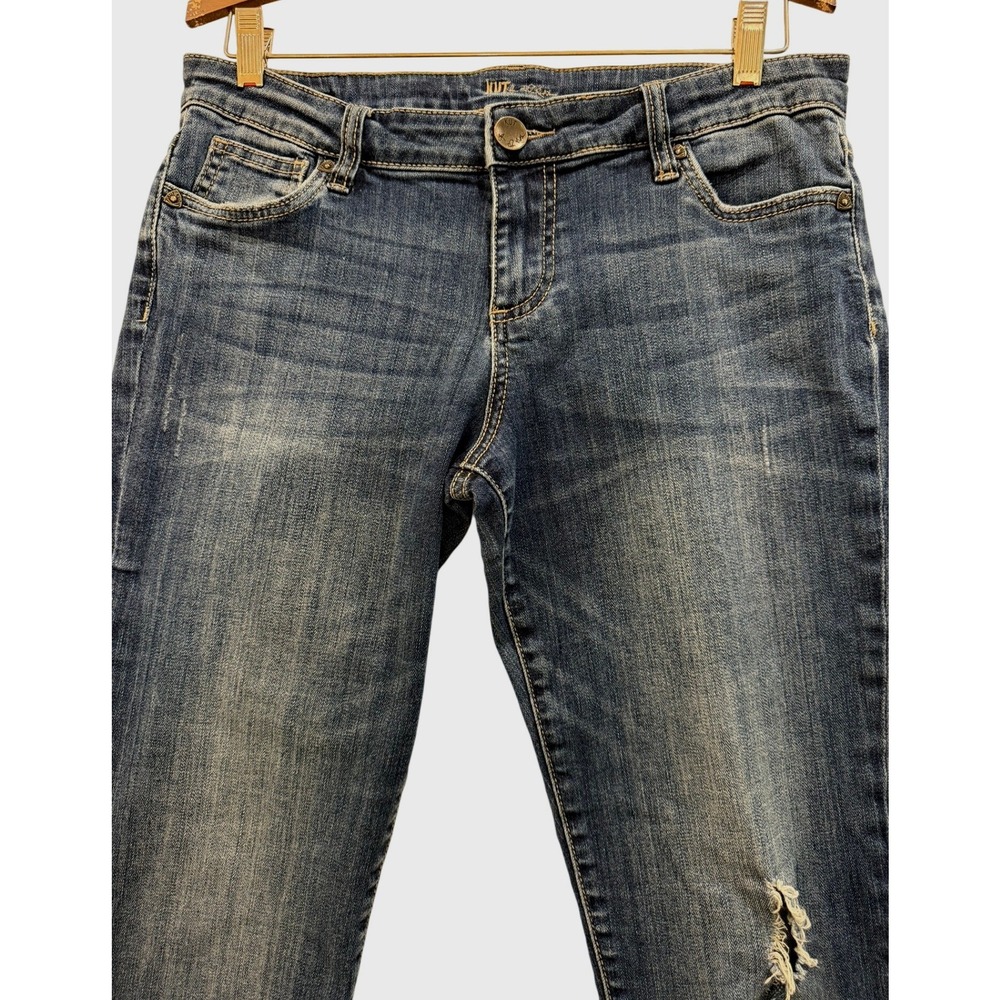 Kut from the Kloth Catherine Boyfriend Jeans Medium Wash Distressed Size 8 - Picture 5 of 10